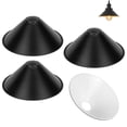 thumbnail image 1 of FSLiving 8.7" Industrial Vintage Metal Bulb Guard Iron Matte Black+White Hanging Ceiling Cone DIY Light Shade Decorative Replacement for Pendant Light Table Lamp Wall Sconce - Set of 4, 1 of 8