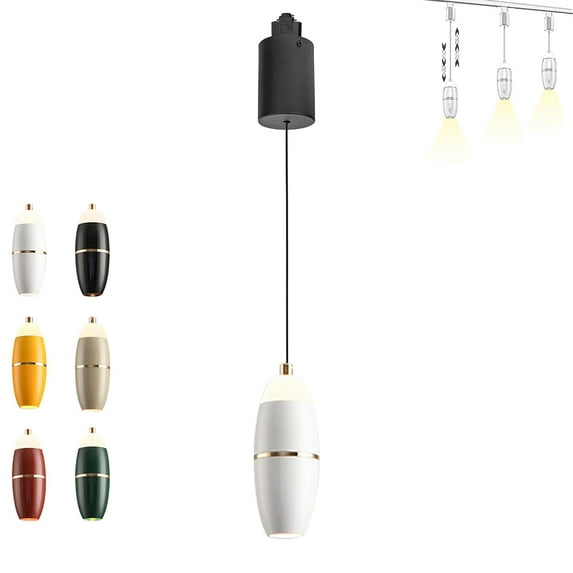 FSLiving 8W Adjustable Levitate Track Pendant Light H-Type Retractable Lift Pendant Light with Minimalist Modern Aluminum&Acrylic Shade Indoor Island Light Adjustable Length,White - 1 Light