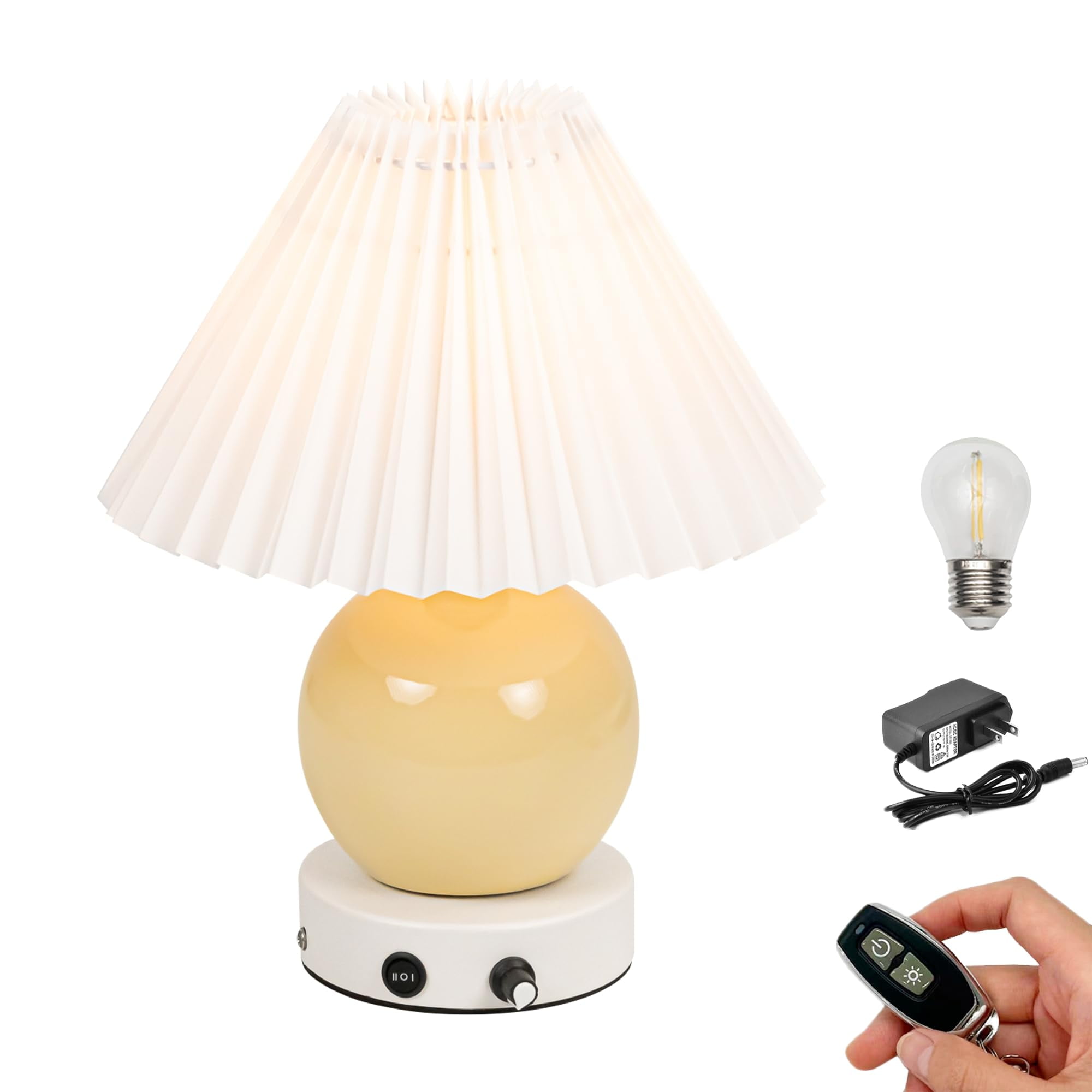 Remote Pots FSLiving 9.5 inches Cute Ceramic Pot Table Lamp Cordless Battery ...
