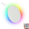 thumbnail image 1 of FSLiving 9.8" Circular LED Wall Lamp Battery Operated Remote Control Wall Sconces Restaurant Background Light White Iron Shade Lighting Fixtures Dimmable RGB Color for Home Decor - 1 Pack, 1 of 7