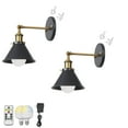 thumbnail image 1 of FSLiving Adjuatable Angle Bronze Socket with Black Metal Wall Sconces with Rechargeable Battery Operated LED Bulb Dimmable & RGB Mode & Timing Remote Control Lamp for Nightstand Staircase - Set of 2, 1 of 6
