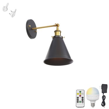 Battery Operated Wall Sconces Set Of 2 - Dimmable RGB Wireless Lights With Remote