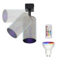 thumbnail image 1 of FSLiving Adjustable H Type Track Light, Rhinestones Ceiling Spotlighting Remote Control, Color Changing RGB White GU10 Timer Bulb Mini Lights Track Mounted for Kitchen Shopwindow Disco Ball, 1 of 8