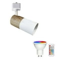 thumbnail image 1 of FSLiving Adjustable H Type Track Light, Wood Cylinder Track Spotlighting Remote Control, Color Changing RGB White GU10 Timer Bulb Mini Lights Track Mounted for Kitchen Shopwindow Disco Ball, White, 1 of 8