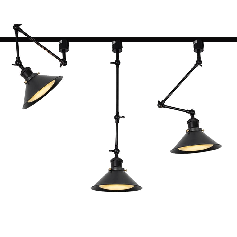 FSLiving Adjustable HType Track Pendant Lights Matte Black Metal E26