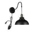 thumbnail image 1 of FSLiving Adjustable Height Gooseneck Wall Sconce with 9.8ft Plug-in Cord Retro Design Black Mental Shade Dimmable Lighting Fixtures for Garage Farmhouse Warehourse,Bulb Sold Separately - 1 Light, 1 of 6