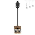 thumbnail image 1 of FSLiving Adjustable Height H Type Track Light Farmhouse BOHO Natural Rattan Black Cylindrical Industrial Style 4 ft Track Mount Pendants Decorate for Kitchen Island Sloped Ceiling Customizable, 1 of 7