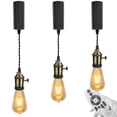 thumbnail image 1 of FSLiving Adjustable Height H Type Track Lighting Bronze DIY E26 Track Light Heads Lamp Industrial Stytle,Smart Edison Bulbs,2200K-6500K Track Mount Timer for Dinning Sloped Ceiling - Set of 3, 1 of 7