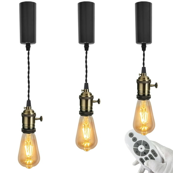 FSLiving Adjustable Height H Type Track Lighting Bronze DIY E26 Track Light Heads Lamp Industrial Stytle,Smart Edison Bulbs,2200K-6500K Track Mount Timer for Dinning Sloped Ceiling - Set of 3
