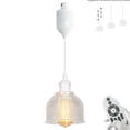 thumbnail image 1 of FSLiving Adjustable Height H Type Track Lighting Remote Control White Socket Striped Clear Dome Shape Glass Shade 4 Ft Dimmable Pendant Light Decorate for Plant Kitchen Island Customizable, 1 of 9