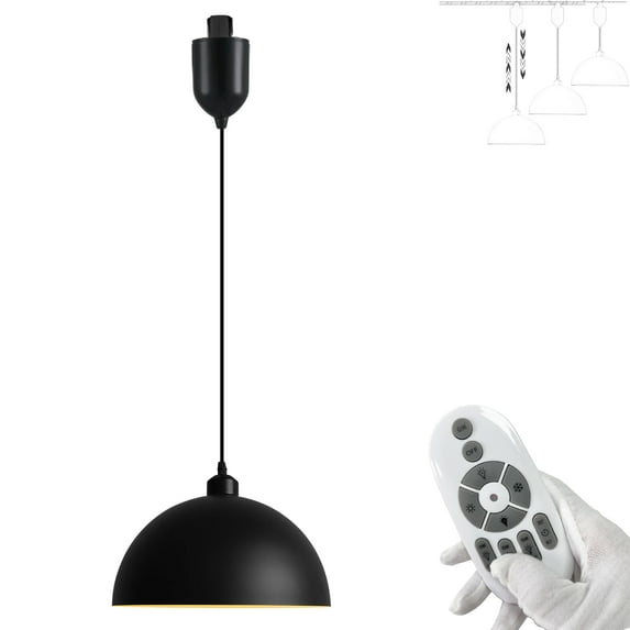 FSLiving Adjustable Height H Type Track Lighting Vintage Black Dome Lamp 4Ft Industrial Smart Edison Bulbs 2200K-6500K Track Mount Pendant Light Timer for Dinning Table (White Lining) - 1 Pack