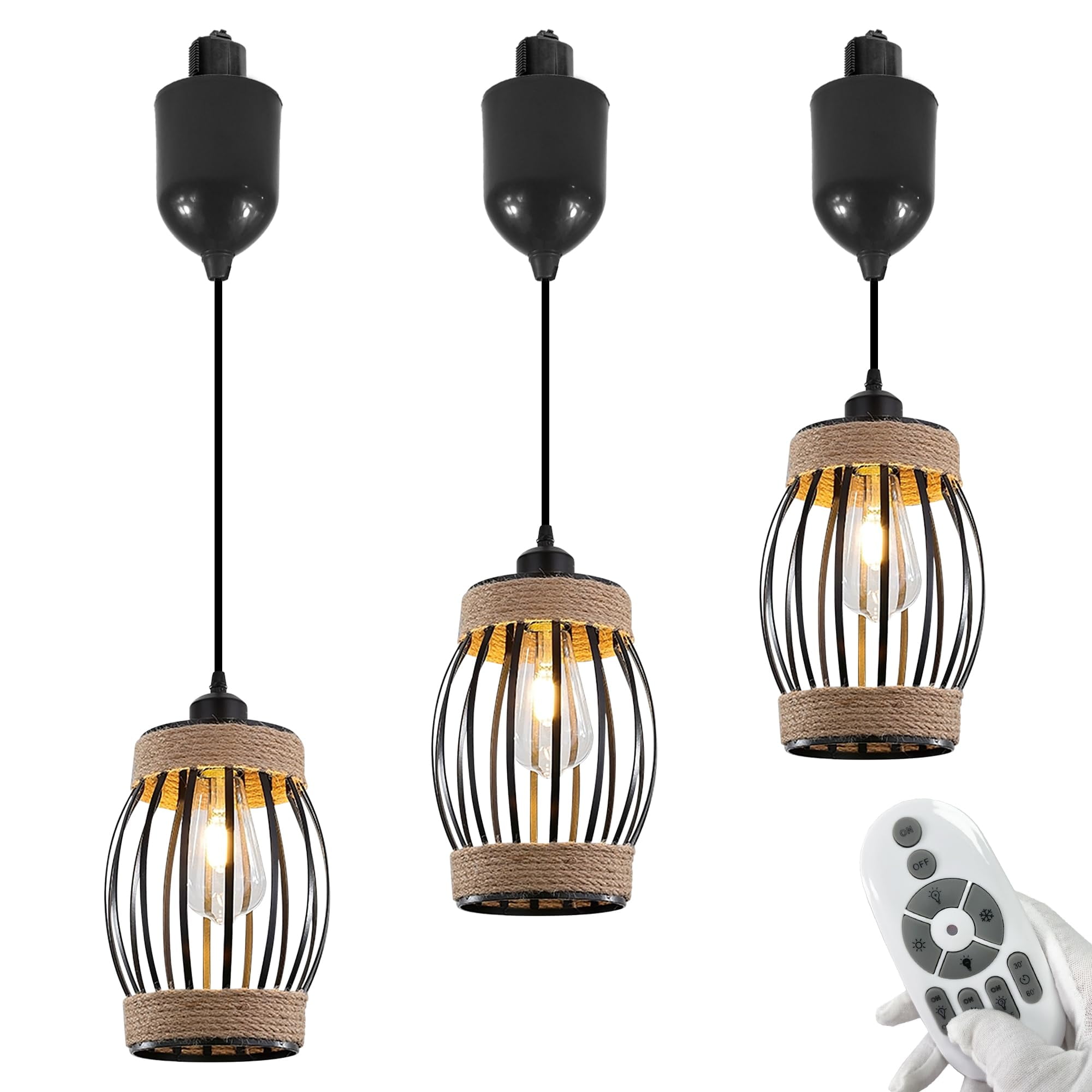 FSLiving Adjustable Height Halo Track Light, 4 ft Cord, Farmhouse BOHO ...