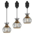 thumbnail image 1 of FSLiving Adjustable Height Halo Track Light Pendants, 4 ft Cord, BOHO Natural Hemp Rope Black Geometric Cage Farmhouse Industrial Style H-Type Track Mount for Kitchen Island, Sloped Vaulted Ceiling, 1 of 7
