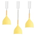 thumbnail image 1 of FSLiving Adjustable Height Halo Track Lighting Pendants, 5 ft Cord, H-Type Track Yellow Pendant Lights Wood Socket Macaron Style, E26 Socket Dimmable Track Mount for Living Room, 1 of 8