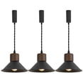 thumbnail image 1 of FSLiving Adjustable Height H Type Track Light with E26 Walnut Base and Vintage Black Metal Shade,Decorate Lighting Fixtures for Farmhouse Kitchen Sink (Bulb & Ceiling Track Sold Separately) - 3 Lights, 1 of 7
