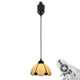 thumbnail image 1 of FSLiving Adjustable Height J Type Track Light Pendants Remote Control Tiffany-Style Yellow Glass Lamp 4 Ft with Smart Edison Bulb, 2200K-6500K Track Mount Timer for Dinning Table Top Sloped Ceiling, 1 of 9