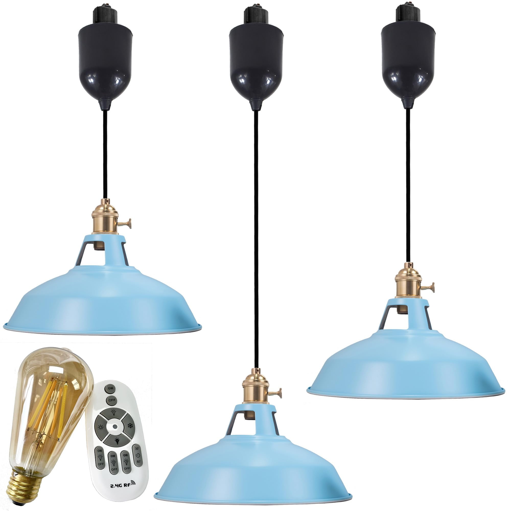 FSLiving Adjustable Height J Type Track Lighting Pendants Industrial