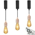 thumbnail image 1 of FSLiving Adjustable Height Juno Track Light Pendants, 5 Ft Cord, J-Type Track Light Heads with Retro Red Bronze E26 Smart LED Edison Bulbs Track Mount for Island Sloped Ceiling - Set of 3, 1 of 7