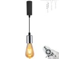 thumbnail image 1 of FSLiving Adjustable Height Juno Track Lighting Pendants,5Ft Cord,H-Type Track Pendant Light Gold with Retro Track Light Heads E26 Smart LED Edison Bulbs Track Mount for Kitchen Island - 1 Light, 1 of 7