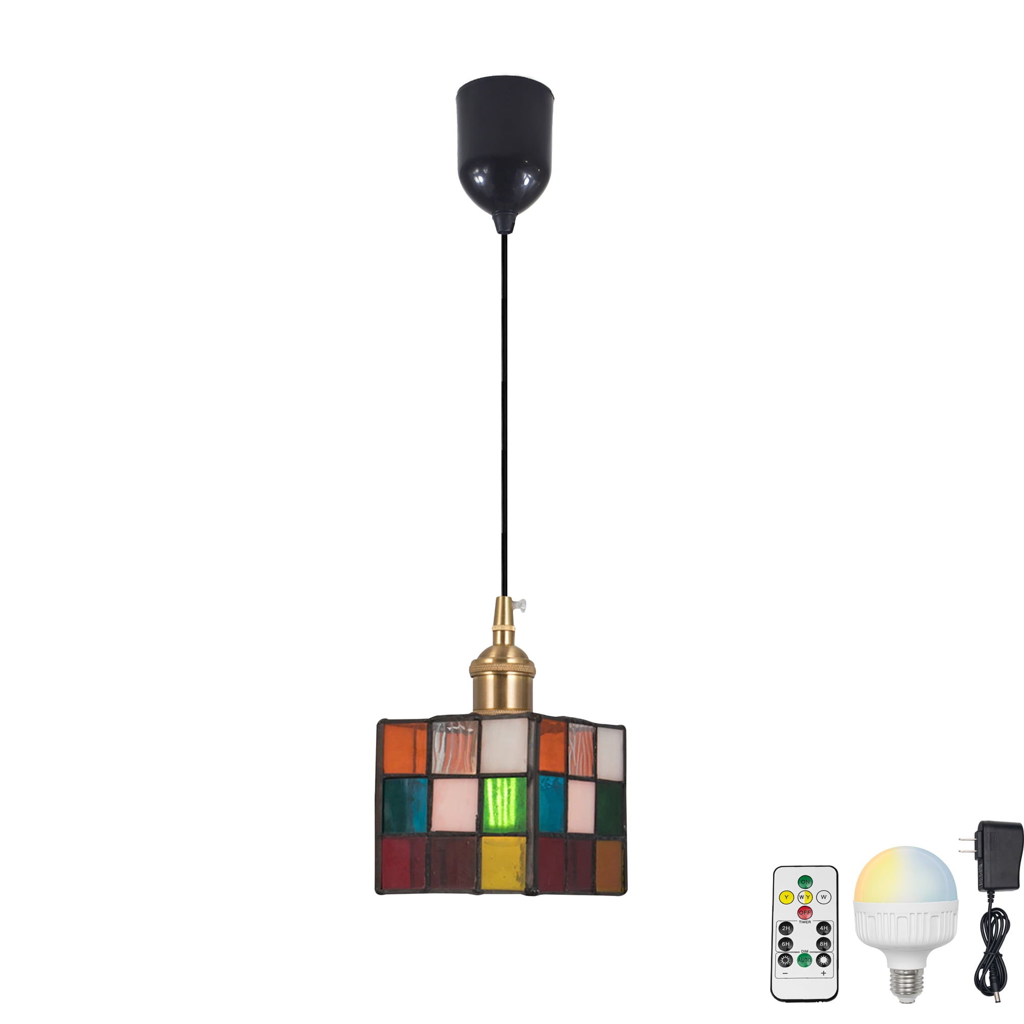 FSLiving Adjustable Height Pendant Light with Rechargeable Battery
