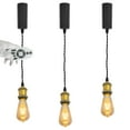 thumbnail image 1 of FSLiving Adjustable Height Remote Control J-Type Track Pendangt Light with E26 Golden Bronze Socket Retro Decoration Industrial Factory Lamp Dimmable Color Changing for Kitchen,Customizable - 3 Lights, 1 of 8