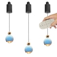 thumbnail image 1 of FSLiving Adjustable Height Track Pendnat Light J-Type Retractable Lift Track Pendnat Light by Remote Control with Stepless Dimming Globe Lamp for Indoor Kitchen Island,Blue - Set of 3, 1 of 8