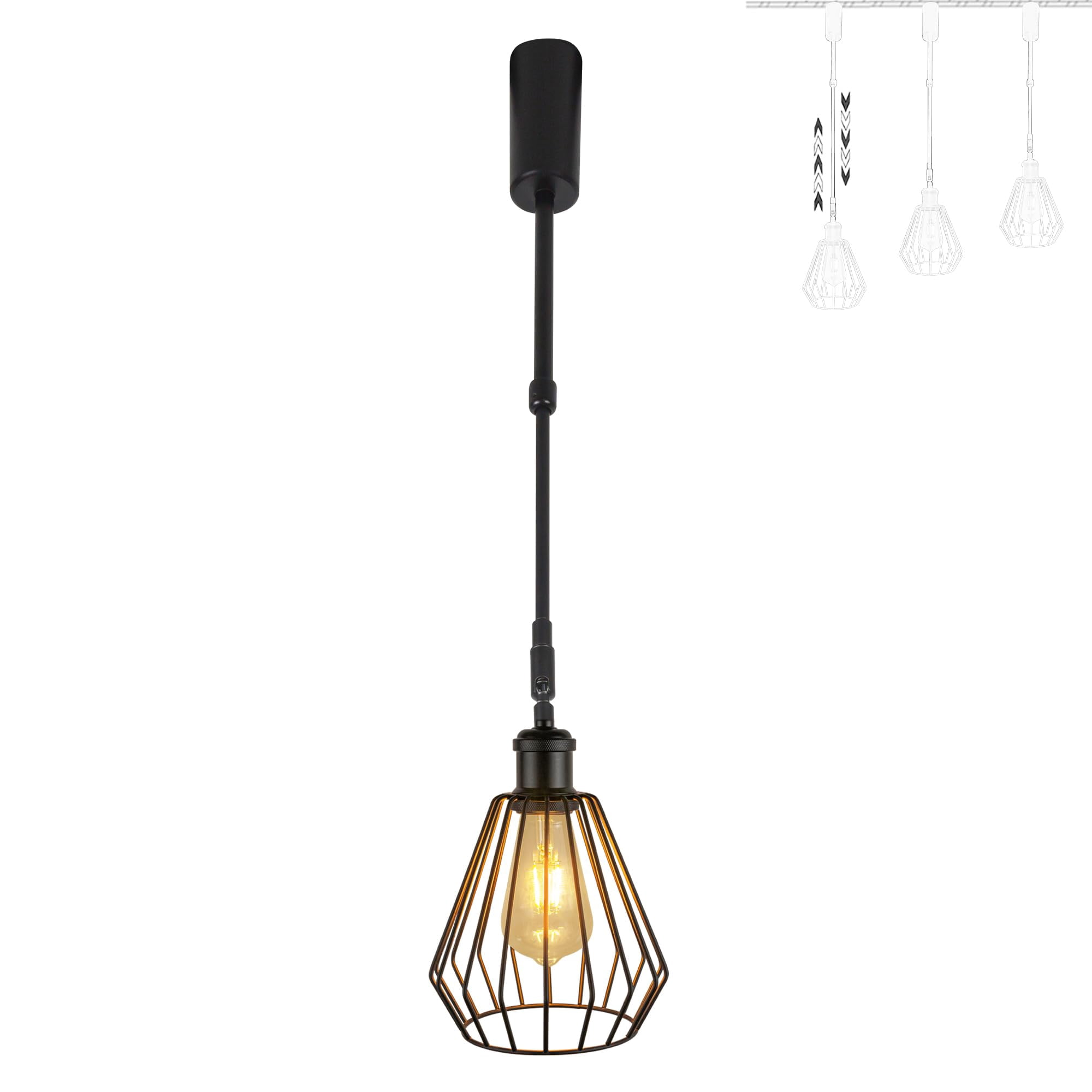 FSLiving Adjustable Height Track Pendnat Light J-Type Industrial ...