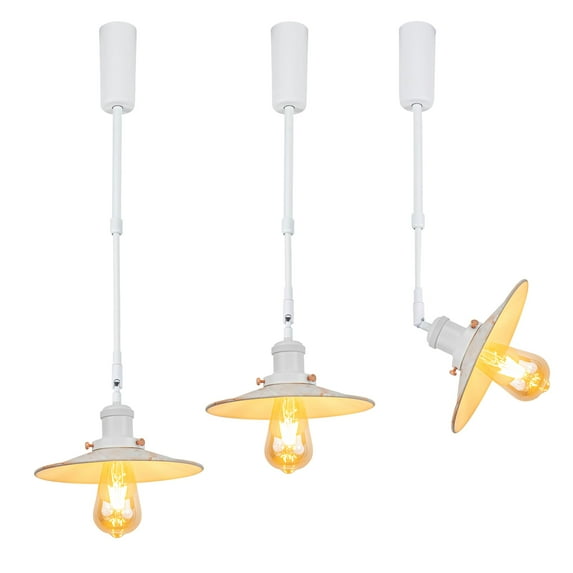 FSLiving Adjustable Height Track Pendnat Light J-Type Retractable Lift Track Spotlight with Telescoping Rod Adjustable Gimbaled Lamp-Post Juno Track DIY Retro Cover Lamp, Marble Grain - 3 Lights