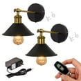 thumbnail image 1 of FSLiving Adjustable Industrial Wall Sconce Rechargeable Battery Operated LED Basin Lights with Remote, Cordless E26 Bronze Socket with Iron Shade Customizable for Kitchen No Drilling-2 Pack, 1 of 8