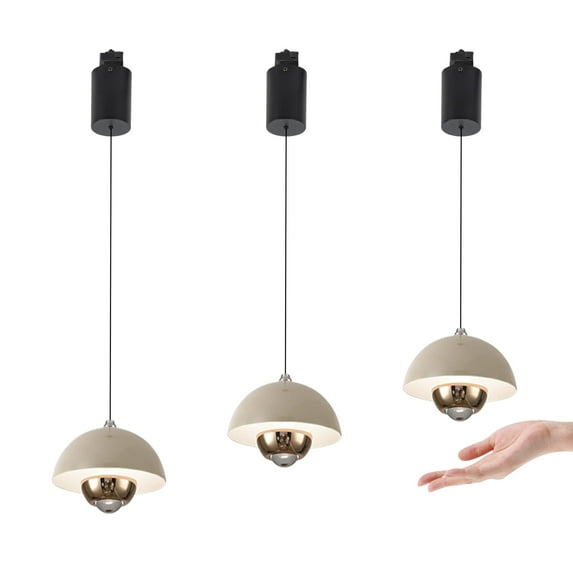 FSLiving Adjustable Levitate Track Pendnat Light H-Type Retractable Lift Track Pendnat Light with Hand-Sweep Control with Stepless Dimming Indoor Island Light Adjustable Wire Lamp,Brown - 3 Pack