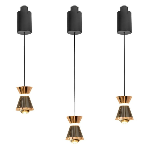 FSLiving Adjustable Levitate Track Pendnat Light J-Type Retractable Lift Pendnat Light with Modern Aluminum Shade Indoor Island Light Adjustable Wire Lenght for Living Room,Black Pearl - 3 Lights
