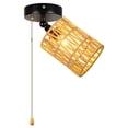 thumbnail image 1 of FSLiving Adjustable Light, Zipper Switch 12V RV Industrial Twine Natural Boho Hollow-carved Designed Rattan Shade, E12 Socket Semi Flush Mount Interior Lighting Decorative for RV Camper Hallway, 1 of 7