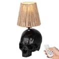 thumbnail image 1 of FSLiving Art Skull Lamp Table Lamp Rechargeable Battery Operated Light Bulb by Remote, Wireless Timer 15 Color Temperature Natural Twine Braiding Cone Shade, Dimmable Gothic Ossuary Macabre Accent, 1 of 8
