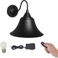 thumbnail image 1 of FSLiving Battery Operated Wall Sconce Rechargeable Battery Run Low-Volt Safe LED Remote Control Cordless Black Metal Wall Sconce Retro Design Wall Light for Corridor Dorm Bulb Included-2 Packs, 1 of 5
