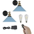 thumbnail image 1 of FSLiving Battery Operated Wall Sconce Rechargeable Battery Run Low-Volt Safe LED Remote Control No Wire Adjustable Angle Blue Wall Light Antique Design for Corridor Loft Dorm Bulb Included-2 Packs, 1 of 7