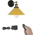 thumbnail image 1 of FSLiving Battery Operated Wall Sconce Rechargeable Battery Run Low-Volt Safe LED Remote Control No Wire Adjustable Angle Yellow Wall Light Antique Design for Corridor Loft Dorm Bulb Included-1 Pack, 1 of 8