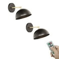 thumbnail image 1 of FSLiving Battery Operated Wall Sconces Wireless Black Metal Semicircle Shade Wall Lamp Modern Adjustable Angle Design E26 Base LED Nightstand Wall Light Fixture for Loft Corrider Entrance - Set of 2, 1 of 6