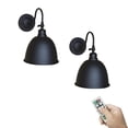 thumbnail image 1 of FSLiving Battery Operated wall Sconces 55 Lumens LED Remote Control Dimmable Timing Cordless Retro Style Black Metal Wall Lamp Easy to Install for Corridor Dorm Nightstand (No Battery) - Set of 2, 1 of 6
