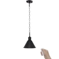 thumbnail image 1 of FSLiving Battery Run Wireless USB Charging Dimmable Remote Control 5V LED Pendant Lighting Vintage Design Black Metal Lampshade Light Fixture for Laundry Dorm Bedroom Easy to Install-1 Pack, 1 of 6
