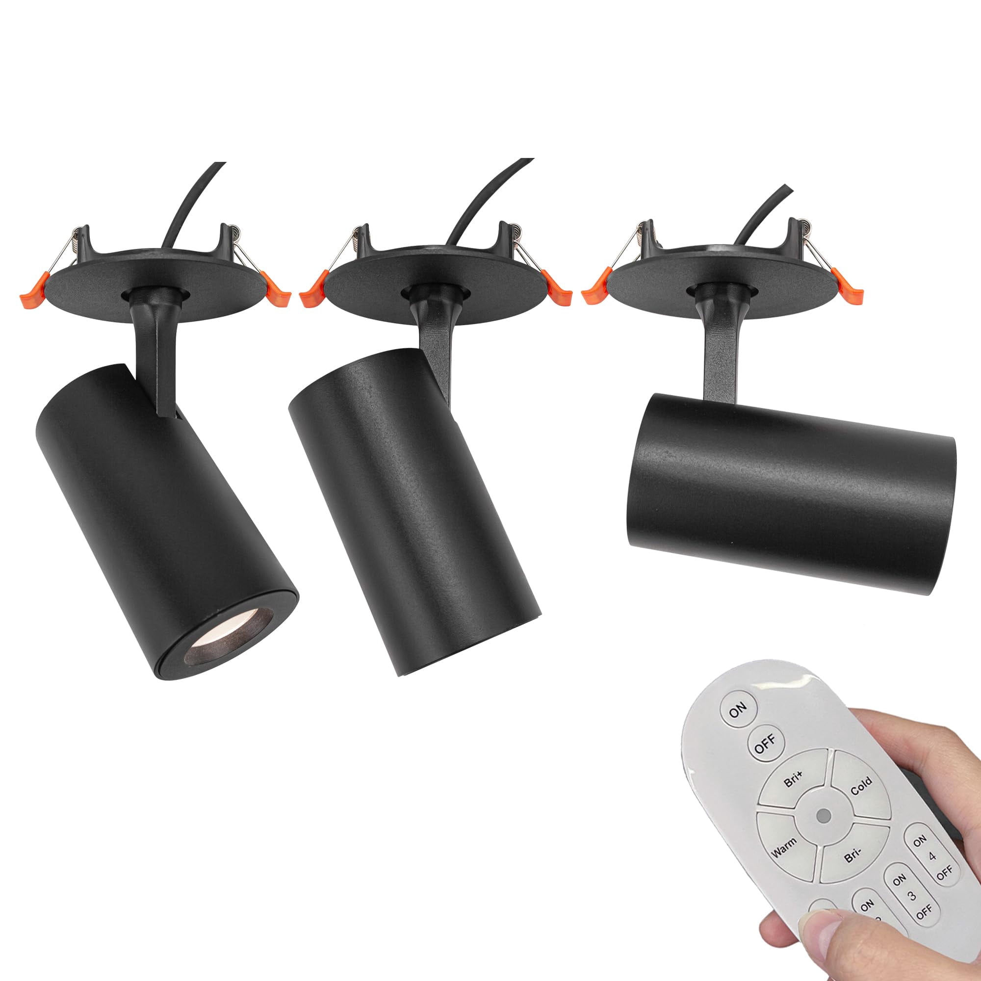 FSLiving Black Recessed LED Ceiling Spotlight, Remote Control with ...