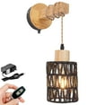 thumbnail image 1 of FSLiving Black Wall Sconce Rechargeable Battery Operated by Remote, No Drilling Dimmable LED Edison Bulb Wooden Wall Hanging for Rustic Home Decor Backdrop Exhibition Stage, Natural Rattan, 1 of 7