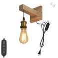 thumbnail image 1 of FSLiving Boho Style Wooden Handle Wall Sconce Adjustable Height Hanging Light with 5.9ft Plug-in UL Dimmer Timer Cord, Farmhouse Wall Mounted Lighting Fixtures for Rustic Home Decor - 1 Light, 1 of 7