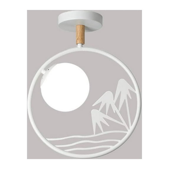 FSLiving Ceiling Light E26 Lamp Socket Circular White Ceiling Lighting Metal Light Fixtures Modern Creative Style Decor for Hallway Dorm Corridor Bedroom Restaurant,Bulb Not Included - 1 Light