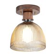 thumbnail image 1 of FSLiving Ceiling Light Fixtures Flush Mount E26 Clear Glass Lampshade Wooden Plate Decor Chandelier Nordic Lamp for Loft Hallway Foyer Cloakroom Balcony Entryway (Bulb Sold Separately) - 1 Pack, 1 of 6
