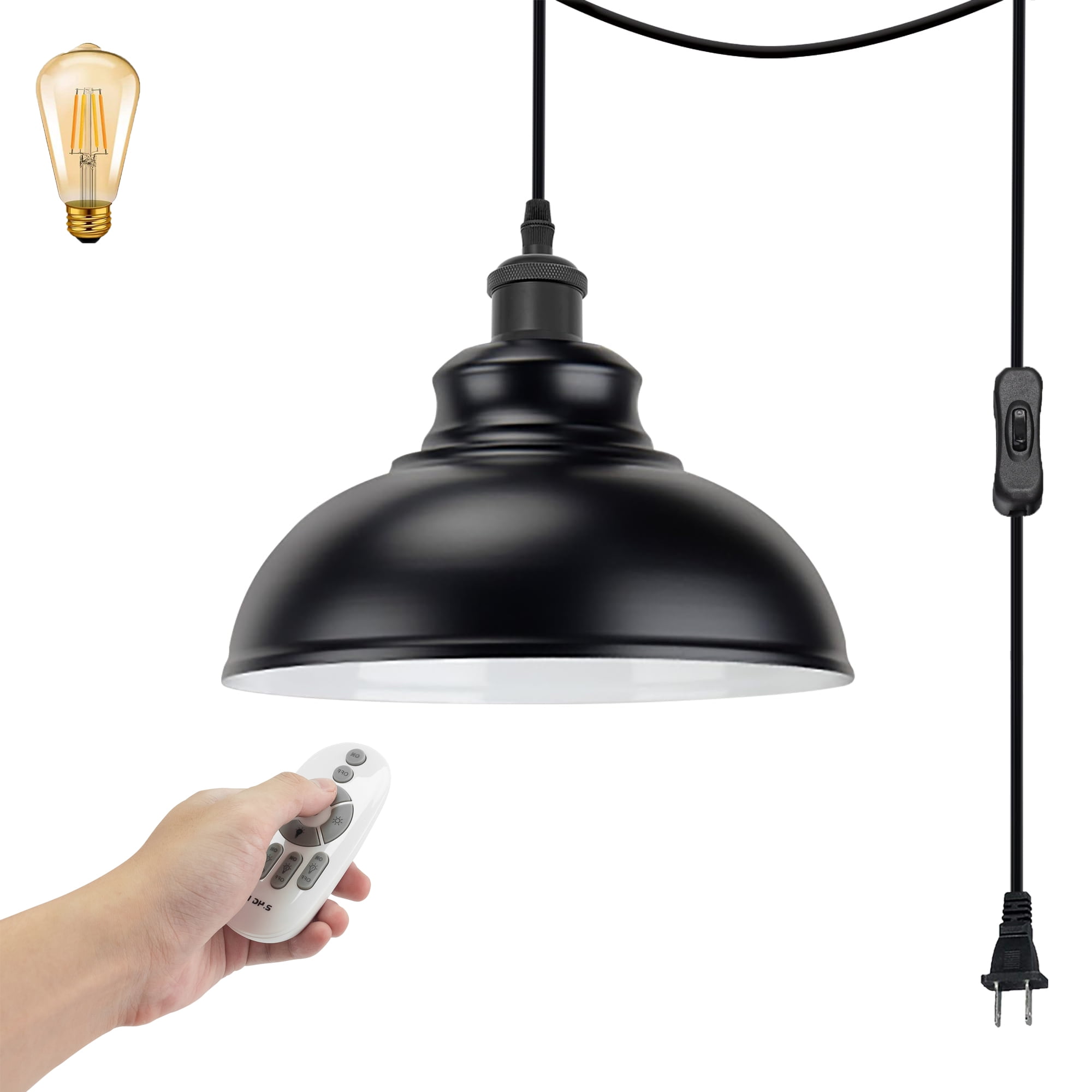 FSLiving Ceramic Liner Lamp Socket Handle Pendant Lighting Swag with