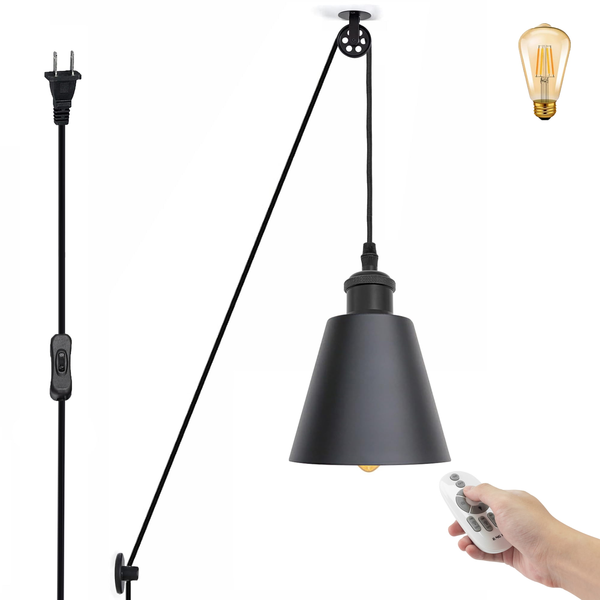 FSLiving Ceramic Liner Lamp Socket Remote Control Swag Pendant Lights
