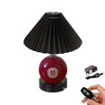 thumbnail image 1 of FSLiving Chinoiserie Hand-made Clay Pot Table Lamp Cordless Battery Operated by Remote Control, Dimmable Wireless Mushroom Black Classic Pleated Lampshade for Bedroom, Console, End Table, 1 of 8