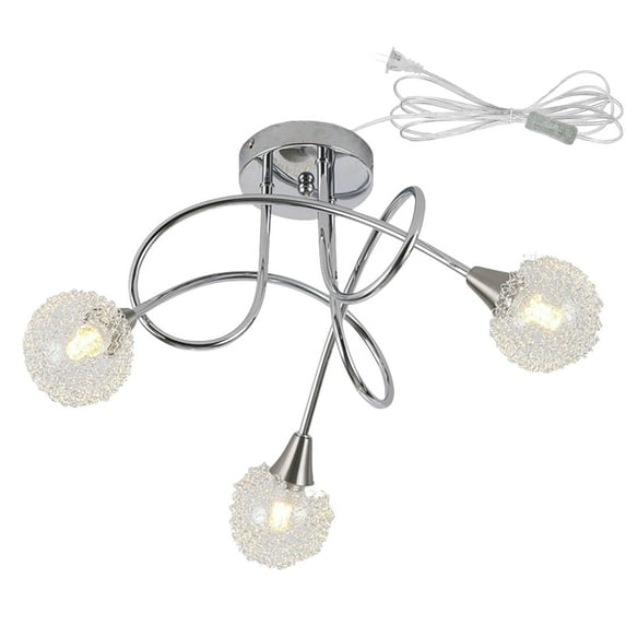 FSLiving Close to Ceiling Lights Fixtures with Crystal Shade for Sloped and Vaulted Ceiling Modern Stylish Chandelier with 15ft Plug in Cord for Kitchen Island Closet