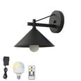 thumbnail image 1 of FSLiving Color Changing RGB Mode Wall Sconce Wireless Remote Control Lamps Rechargeable Battery Run Dimmable Retro Design Black Metal Light Fixture for Stairways Nightstand - 1 Lamp, 1 of 7