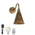 thumbnail image 1 of FSLiving Color Changing RGB Mode Wall Sconces Wireless Remote Control Lamps Rechargeable Battery Run Dimmable Rust Metal Light Fixture Nightstand Wall Sconce for Stairways Dorm Farmhouse - 1 Lamp, 1 of 7
